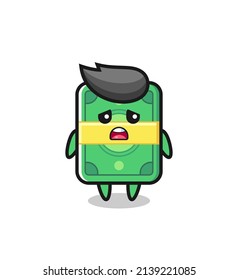 expresión de decepción de la caricatura del dinero , diseño de estilo lindo para camiseta, pegatina, elemento logo