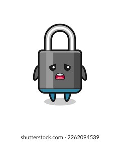 disappointed expression of the padlock cartoon , cute style design for t shirt, sticker, logo element