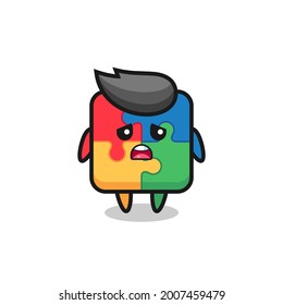 disappointed expression of the puzzle cartoon , cute style design for t shirt, sticker, logo element
