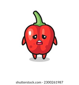 disappointed expression of the red bell pepper cartoon , cute style design for t shirt, sticker, logo element