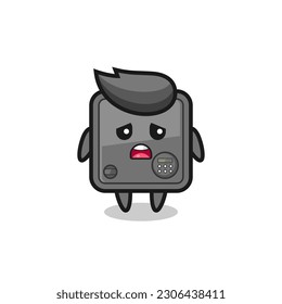 disappointed expression of the safe box cartoon , cute style design for t shirt, sticker, logo element