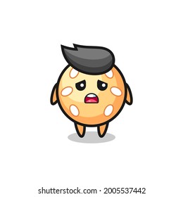 disappointed expression of the sesame ball cartoon , cute style design for t shirt, sticker, logo element