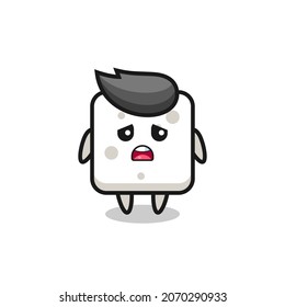 expresión de decepción de la caricatura del cubo de azúcar , diseño de estilo lindo para camiseta, pegatina, elemento logotipo