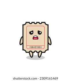 disappointed expression of the ticket cartoon , cute style design for t shirt, sticker, logo element