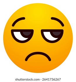 Disappointed face emoji with downcast eyes and frown. Bored, tired, unhappy, or mildly distressed expression