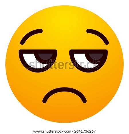 Disappointed face emoji with downcast eyes and frown. Bored, tired, unhappy, or mildly distressed expression