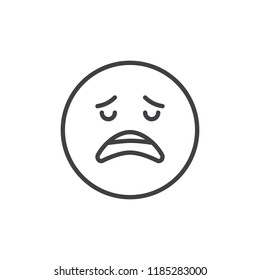 Disappointed face emoji outline icon. linear style sign for mobile concept and web design. Depressed and sad emoticon simple line vector icon. Symbol, logo illustration. Pixel perfect vector graphics