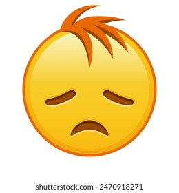 Enttäuschtes Gesicht Große Größe von gelben Emoji Lächeln mit Haar