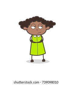 Disappointed Girl Face Expression Vector