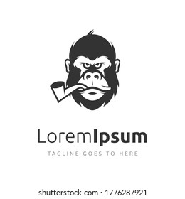 Disappointed gorilla about smoking Taste,   smoking mascot logo design.