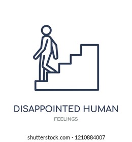 disappointed human icon. disappointed human linear symbol design from Feelings collection. Simple outline element vector illustration on white background.