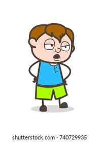 Disappointed Kid Speaking Expression - Cute Cartoon Boy Illustration
