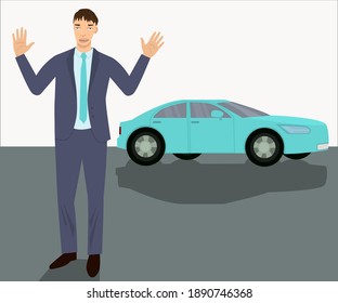 a disappointed man with an automobile