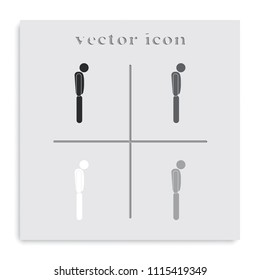 A disappointed man flat black and white vector icon.