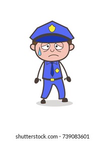 Disappointed Officer Face with Cold Sweat Vector