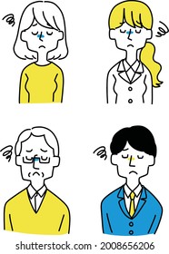 Disappointed person set of various ages
