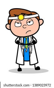 Disappointed - Professional Cartoon Doctor Vector Illustration