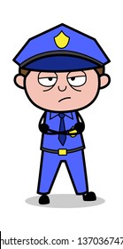 Disappointed - Retro Cop Policeman Vector Illustration