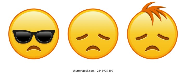 Rosto amarelo desapontado Conjunto de três emojis