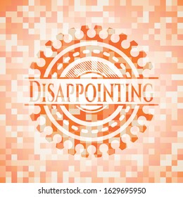 Disappointing abstract emblem, orange mosaic background