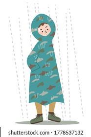 A disappointing man who came to Kappa that was hit by the rain.Vector illustration.