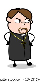 Disappointment - Cartoon Priest Religious Vector Illustration