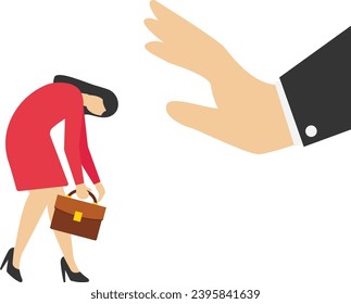 Concepto de decepción y fracaso, solicitud rechazada, triste concepto de hombre de negocios rechazado por gesto de gran mano por no, no consiguió un nuevo trabajo o préstamo, solicitud de rechazo de seguro, oferta rechazada.