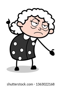 Disappointment - Old Cartoon Granny Vector Illustration