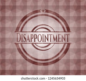 Disappointment red badge with geometric pattern background. Seamless.