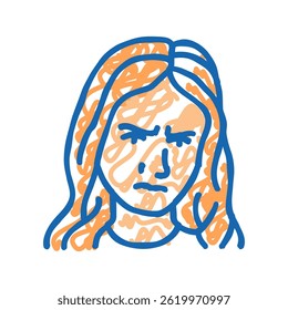 disappointment woman expression doodle icon sketch vector. disappointment woman expression sign. isolated symbol illustration