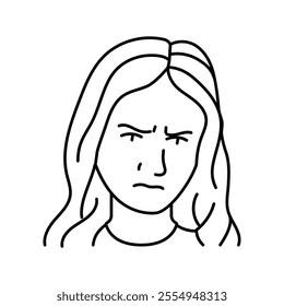 disappointment woman expression line icon vector. disappointment woman expression sign. isolated contour symbol black illustration