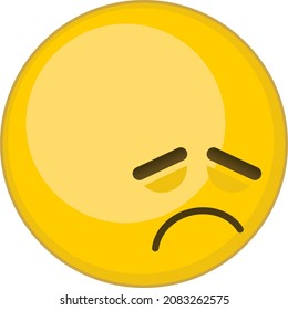 Disapponted face. Yellow emoji with frown facial expression