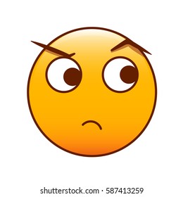 Disapproval emoticon. Emoji vector. Editable smiley