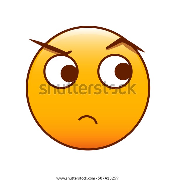 Disapproval Emoticon Emoji Vector Editable Smiley Stock Vector (Royalty ...