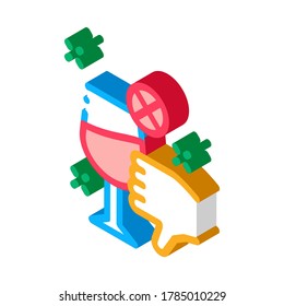 disapproval of wine icon vector. isometric disapproval of wine sign. color isolated symbol illustration