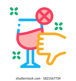 disapproval of wine icon vector. disapproval of wine sign. color symbol illustration