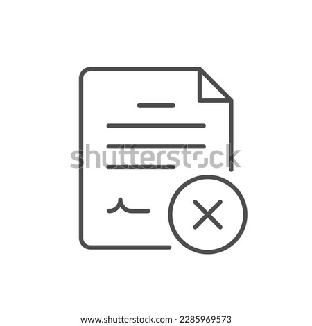 Disapproved document line outline icon