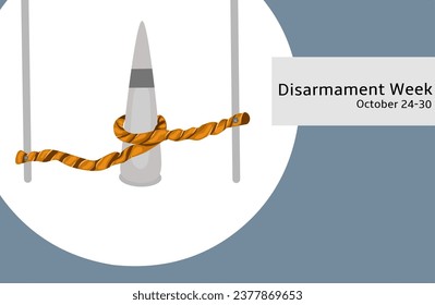 Disarmament Week, vector illustration of bullets bound to disarmament concept