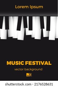 Disarranged piano keys. Vector illustration for concert or festival invitation