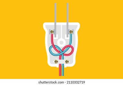 disassembled electrical plug and bundle of wires 