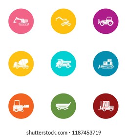 Disassembly of concrete icons set. Flat set of 9 disassembly of concrete vector icons for web isolated on white background