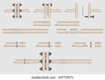 Disassembly of pipe fittings of various kinds, an example of the collected compounds.