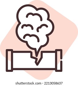 Disaster air pollution, illustration, vector on white background.