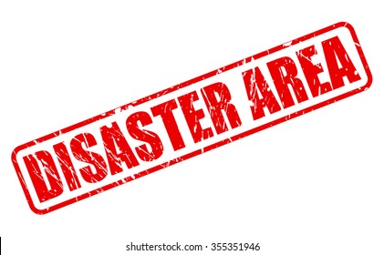 DISASTER AREA red stamp text on white