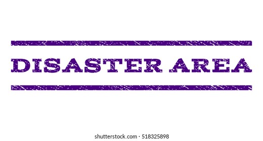 Disaster Area watermark stamp. Text tag between horizontal parallel lines with grunge design style. Rubber seal stamp with unclean texture. Vector indigo blue color ink imprint on a white background.
