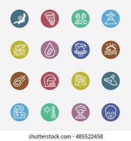 Disaster color circles line icon