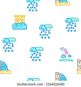 Disaster Destruction Vector Seamless Pattern Color Line Illustration