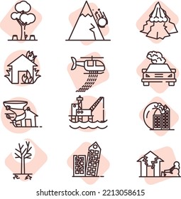 Disaster emergency, illustration, vector on white background.