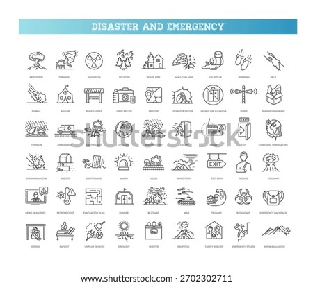 Disaster and Emergency Line Icons Set