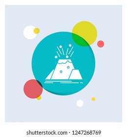 disaster, eruption, volcano, alert, safety White Glyph Icon colorful Circle Background
